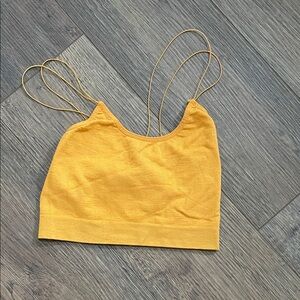 Yellow Double-Strap Seamless Crop Camisole